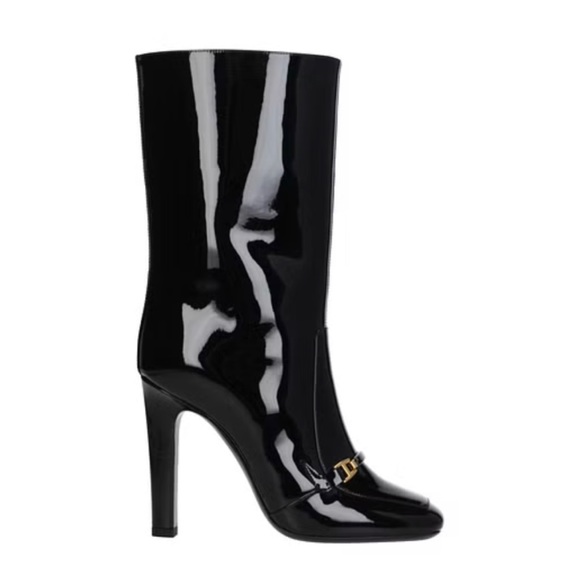 SAINT LAURENT ANKLE BOOTS LALA WOMEN PATENT LEATHER BLACK - Picture 3 of 10